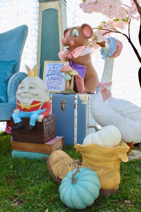 Nursery Rhymes Party Theme, Nursery Rhyme Decor, Nursery Rhyme Baby Shower Theme, Mother Goose Baby Shower Ideas, Nursery Rhyme Decorations, Nursery Rhyme Party, Nursery Rhyme Art, Grad 2023, Nursery Rhyme Theme