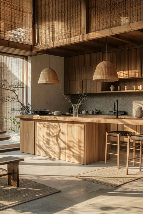 Japandi Kitchen Design: Blending Functionality with Style - Quiet Minimal Modern Farm Kitchen, Zen Style Interior, Japanese Kitchen Design, Kitchen Japandi, Japandi Style Kitchen, Japandi Kitchen Design, Zen Kitchen, Japanese Style Kitchen, Japandi Minimalist