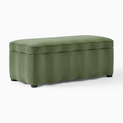 Daisy Storage Bench | West Elm Green Storage Bench, Bathroom Bench, Colorful Kids Room, Storage Products, Storage Trunks, Ottoman Storage, Foldable Table, Small Space Storage, Velvet Shoes