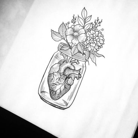 Kunst Tattoos, Body Sketches, Pencil Art Drawings, Black And White Illustration, In A Jar, Anatomy Art, Heart Tattoo, Tattoo Sketches, Art Drawings Sketches