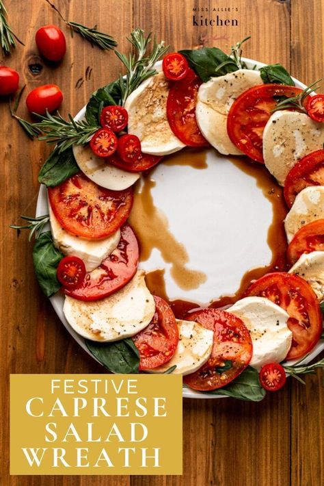 When it comes to the holidays, I tend to lean toward Italian foods because they lend themselves so well to a festive color scheme. My Festive Caprese Salad Wreath takes an easy recipe and adds some holiday cheer with herbs and cherry tomatoes as holly berries. Don't let holiday cooking be stressful! Make this easy holiday twist on a classic recipe for your guests this year. #holidaycooking #holidayappetizers #appetizers #holidayrecipes #vegetarianrecipes #vegetarian #vegetarianappetizers Caprese Salad Wreath, Venison Stew Slow Cooker, Mushroom Gyros, Salad Wreath, Salad Caprese, Christmas Starters, Slow Cooker Chicken Tortilla Soup, Venison Stew, Ensalada Caprese