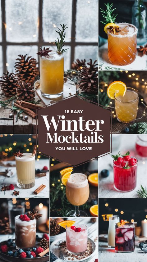 Winter Punch Recipes, Winter Mocktails Non Alcoholic, Sparkling Mocktails, Winter Punch, Mocktails Non Alcoholic, Winter Mocktails, Warm Winter Drinks, New Year's Drinks, Alcohol Free Drinks