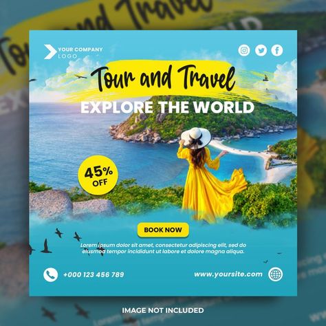 Tour Travel Social Media Post, Travel Social Media Posts Design, Travel Social Media Post, Social Media Post Design Ideas, Post Flyer, Travel Advertising Design, Travel Banner, Post Design Ideas, Travel Flyer