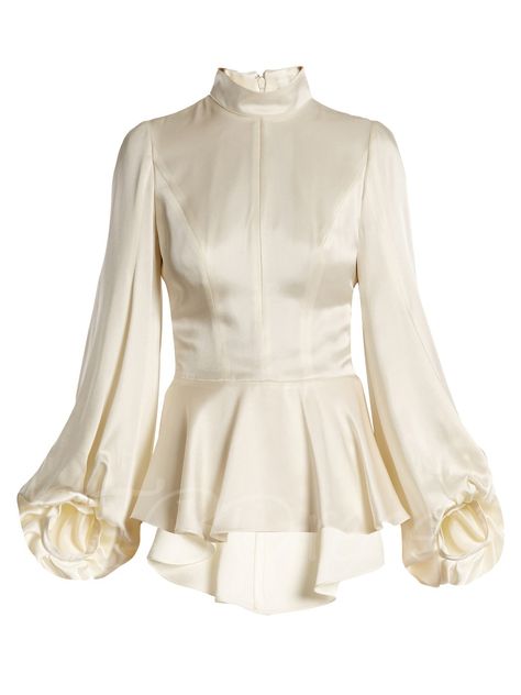 Tbdress.com offers high quality Stand Collar Falbala Pleated Patchworek with Lantern Sleeve Zipper Women's Shirt Shirts unit price of $ 24.99. Sleeveless Coat Outfit, White High Neck Blouse, High Neck White Blouse, Cream Satin Blouse, White Satin Blouse, Vintage Style Blouses, Cl Fashion, High Neck Shirts, Long Sleeve Peplum Top