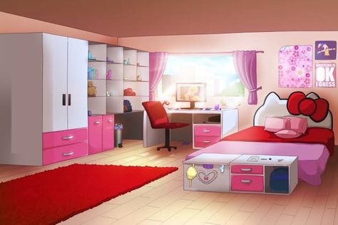 Gacha Bedroom, Anime Rooms, Anime Houses, Anime Bedroom Ideas, Ballerina Room, Anime Kid, Gacha Background, Scene Room, Desk Organisation