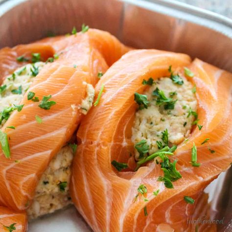 How to Cook Stuffed Salmon from Costco - The Default Cook How To Cook Stuffed Salmon, Costco Stuffed Salmon Recipe, Baked Stuffed Salmon, Stuffed Salmon, Deli Meats, Easy Salmon, Sous Vide Cooking, Salmon Filet, Salmon Dishes