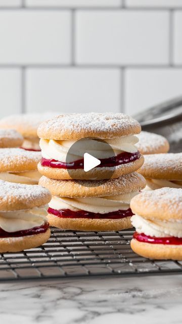 Nick Makrides on Instagram: "These sponge kisses take minutes to bake, are soft and delicious and are filled with my chantilly cream recipe. They're a melt in your mouth little sponge sandwich. You HAVE to try them! Follow @thescranline for more recipes! #spongekisses #spongecake" Sponge Kisses Recipe, Sponge Kisses, Chantilly Cream Recipe, Truffle Recipes, Sponge Cake Filling, Chantilly Cream, Truffle Recipe, More Recipes, Raspberry Jam