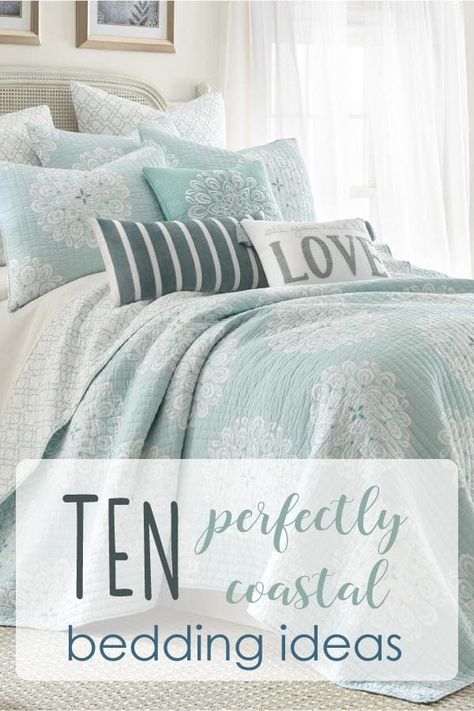 10 Coastal Bedding Ideas Coastal Bedding Sets Bedroom, Beach House Bedding Coastal, Coastal Guest Bedroom Twin Beds, Beachy Comforter Sets, Rustic Coastal Bedding, Coastal Chic Bedroom Walmart, Beach House Bedding Ideas, Coastal Bedding Sets King, Coastal Bedspreads Beach Bedding