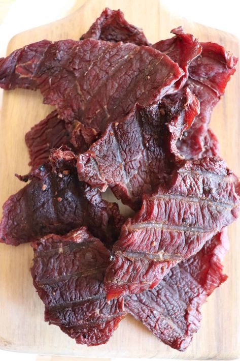 The Best Keto Beef Jerky Recipe » Homemade Heather Traeger Jerky Recipe, Sugar Free Beef Jerky Recipe, Low Sodium Beef Jerky Recipe, Keto Jerky Recipe, Keto Beef Jerky Recipe, Jerky Seasoning Recipe, Jerky Marinade Recipes, Beef Jerky Recipe Dehydrator, Beef Jerky Marinade