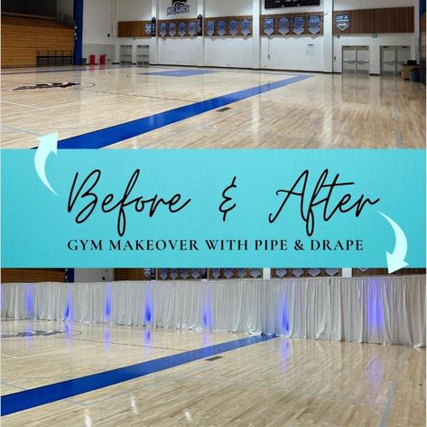 🎉 It's time to pump up the school spirit! 🏋️‍♂️ Our client's gym got a major makeover with our stunning uplighting and sleek pipe and drape.  Let's transform your space too!

Rentals: @Rentmywedding
Photo: Client Submission
.
.
.
.
.
.
.
. 
#uplighting #uplight #leduplight #weddinglighting #weddinglights #eventlighting #eventlights #weddingrentals #weddingdecor #leduplighting #stagelighting #djlighting #djlights #dramaticlighting #lightingdesigner #lightingdesign #lightinginspo #backdrop #backdrops #pipeanddrape #weddingbackdrop  #draping #roomdraping #weddingdrapes #venuemakeover #ceremonydecor 
 #backdropinspiration #backdroprental #diybackdrop #rentmywedding Gym Wedding Decorations, Gym Wedding Reception, Bridgerton Prom, Prom Venues, High School Gym, Homecoming 2024, Spring Formal, Rent Me, School Gym