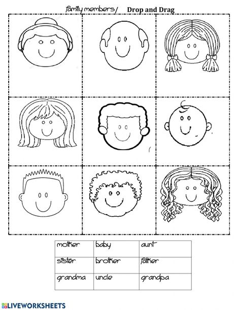 Members Of The Family Worksheet For Kids, Family Members Worksheet For Kids, My Family Crafts For Toddlers, Family Members Activities Preschool, Family Members Worksheet, Family Crafts Preschool, Preschool Family Theme, Family Activities Kindergarten, Preschool Family