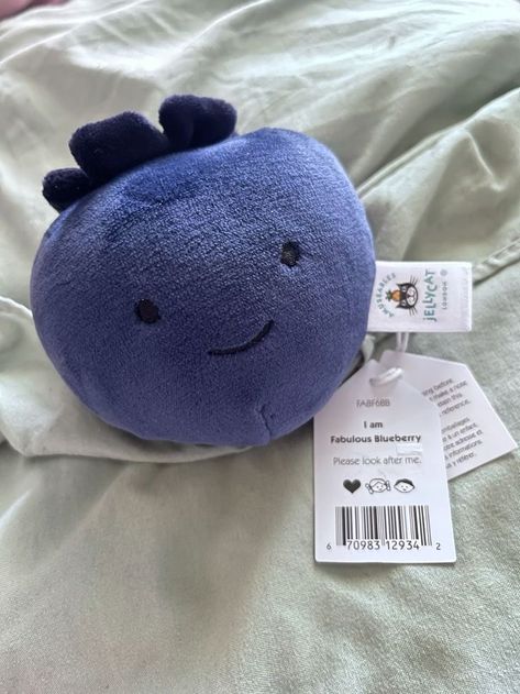 Blueberry Jellycat, Blueberry Plush, Fruit Blueberry, Blue Stuffed Animals, Jellycat Toys, Jelly Cat, Jellycat Stuffed Animals, Cute Stuffed Animals, Cat Aesthetic