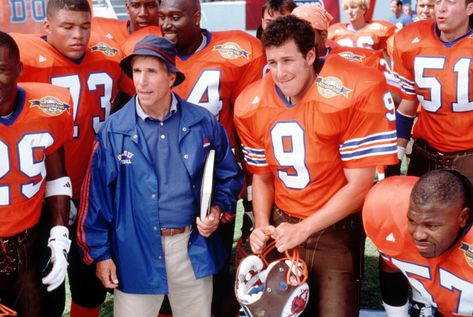 "The Waterboy" movie still, 1998. L to R: Henry Winkler, Adam Sandler. Waterboy Movie, The Waterboy, Adam Sandler Movies, Henry Winkler, Football Movies, Billy Madison, Kevin James, Sports Movie, Football Funny