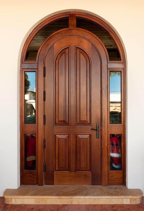 Arch Doors, Mahogany Exterior Doors, Parlour Design, Door Design Photos, Beautiful Front Doors, Wooden Front Door Design, Wooden Main Door, Wooden Main Door Design, Arsitektur Masjid