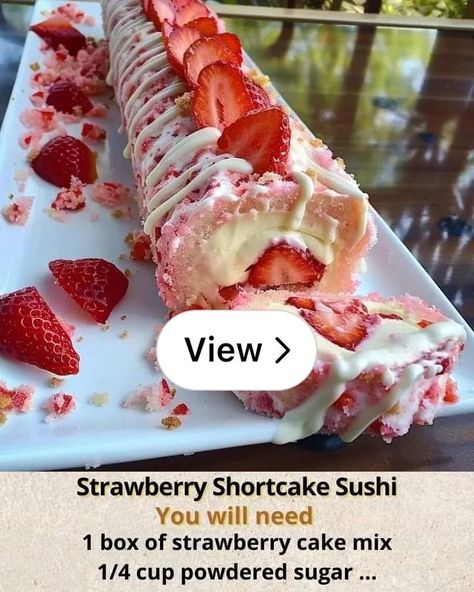 Lemon8 · Strawberry Shortcake Sushi · @Milly Strawberry Cheesecake Shortcake Sushi Roll, My Strawberry Shortcake Cheesecake Dessert Sushi Roll, Strawberry Shortcake Cheesecake Rolls, Strawberry Shortcake Cheesecake Sushi, Strawberry Sushi Roll Recipe, Strawberry Cheesecake Sushi Roll, Strawberry Sushi Roll, Strawberry Shortcake Sushi, Strawberry Shortcake Roll Cake