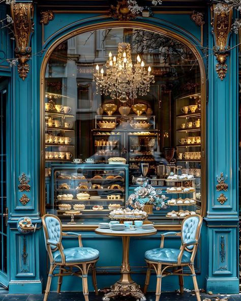 Historical House, Golden Sparkle, Bakery Design, French Cafe, Paris Cafe, Store Window, Shop Fronts, Cozy Cafe, Bakery Shop