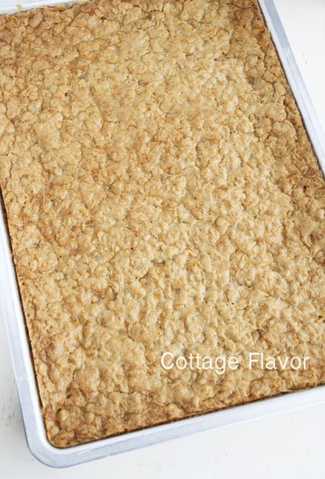 Oatmeal Scotchie Bars Sheet Pan Oatmeal Butterscotch Bars, Butterscotch Oatmeal Bars Recipe, Oatmeal Sheet Pan Cookies, Oatmeal Raisin Bars Chewy, Sheet Pan Oatmeal Cookie Bars, Sheetpan Desserts For A Crowd, Big Batch Bars Sheet Pan, Large Batch Bars Sheet Pan, Oatmeal Scotchies Bars