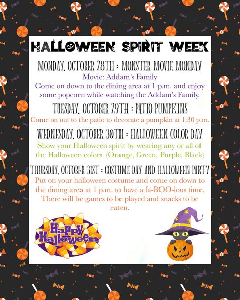 Halloween Spirit Week Ideas, Spirit Week Ideas, Spirt Halloween, Daycare Ideas, Spirit Week, Movie Monsters, Halloween Spirit, Halloween Coloring, A Pumpkin