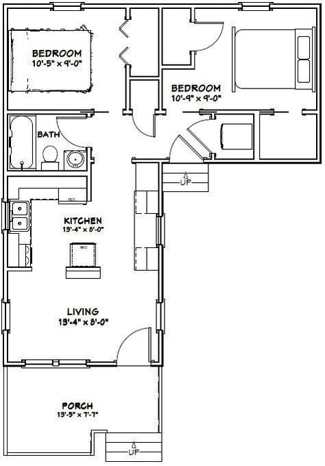 L Shaped Tiny House, L Shaped House Plans, L Shaped House, Shed House Plans, 2bhk House Plan, House Plans With Pictures, Small House Floor Plans, 4 Bedroom House Plans, Garage House Plans