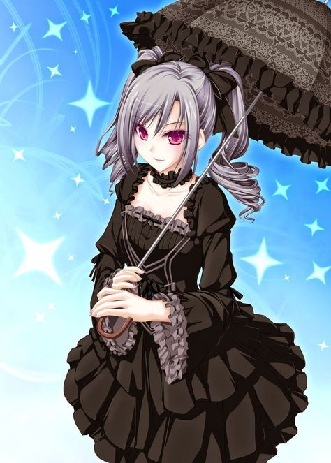 Long Sleeves Dress, Emo Art, Idolmaster Cinderella Girls, Black Clothing, Gothic Anime, Sleeves Dress, Victorian Gothic, Cute Chibi, Manga Illustration