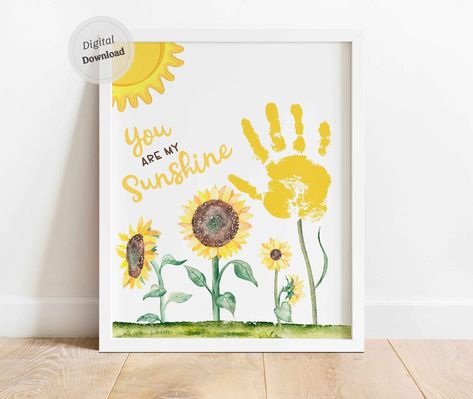 Sunshine Handprint, Handprint Flowers, Handprint Printable, Birthday Presents For Grandma, Daycare Activities, Toddler Gift, Footprint Art, Holiday Crafts For Kids, Handprint Crafts