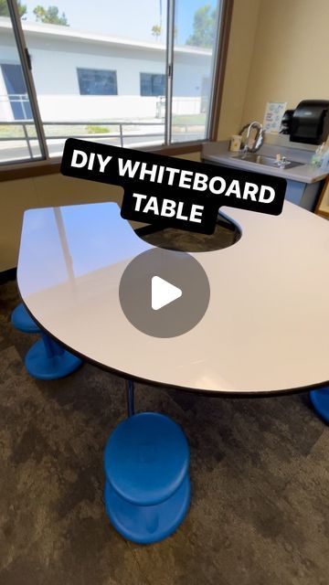 Ms.Castellon | 3rd Grade Teacher on Instagram: "I can’t wait to have my kids use it! #diy #classroomsetup (those asking for the link, keep in mind if you are a private account/ not following my account it doesn’t let me message you) #teachersofinstagram #teachersfollowteachers #teach #whiteboardtable" Classroom Setup With Tables, Diy Teacher Stool, Classroom Seating Arrangements Trapezoid Tables, Rest Mat Storage Classroom, Classroom Smartboard, Label Tables In Classroom, Teacher Stool, Teacher Stools, Whiteboard Table