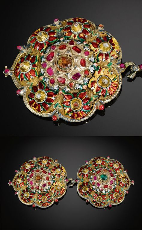 Turkey | Ottoman enamelled and gemset buckle | ca. 1700 Islamic Antiques, Persian Jewelry, Turkey Jewelry, Ancient Jewels, Ottoman Design, Turkish Jewelry, Royal Jewels, Ancient Jewelry, Jewellery Ideas