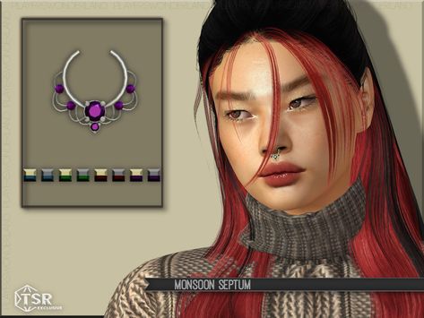 Sims 4 Cc Piercings Nose Septum, Sims 4 Nose Ring Cc, Sims 4 Septum, Lower Lip Piercing, Sims 4 Piercings, Victorian Vampire, Jewelry Sapphire, Lower Lip, Sims4 Cc