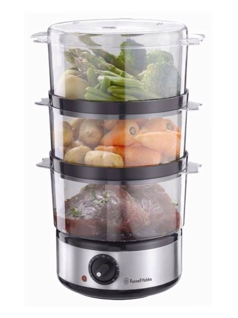 Food Steamer Electric Presure Steam Cooker Rice Fish Meat Grill Timer NEW Electric Food Steamer, Steamed Meat, Electric Steamer, Stackable Baskets, Russel Hobbs, Vegetable Steamer, Food Steamer, Food Types, Steamer Recipes