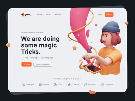 Landing Page - 3D Character by Abdul Aziz on Dribbble 3d Landing Page Design, 3d Design Website, 3d Landing Page, 3d Website Design, Character Website, Illustration Website Design, 3d Website, Landing Page Inspiration, App Landing Page