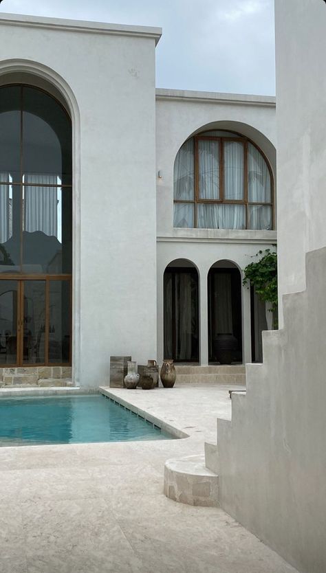 Greek Style House, Boho Villa, Modern Arches, Spanish Style Mansion, Moroccan Villa, French Villa, Roman Villa, Persian Architecture, Building Aesthetic