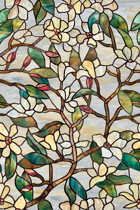 Phad Painting, Magnolia Decor, Adhesive Window Film, 3d Templates, L'art Du Vitrail, Composition Painting, Stained Glass Window Film, Decorative Window Film, Magnolia Design