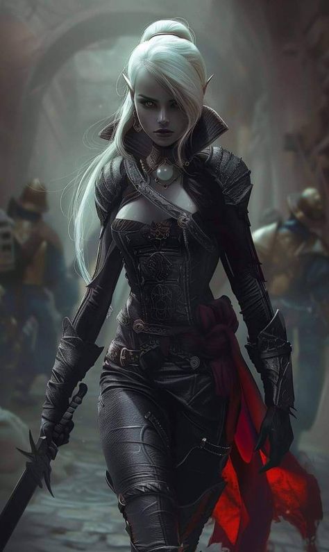 Dark Elf Woman, Drow Assassin, Shadar Kai Female, Dark Elf Female, Female Drow, Drow Female, Weiblicher Elf, Shadar Kai, Elf Warrior