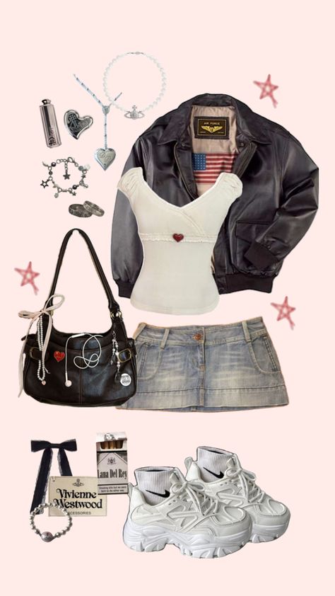 #lanadelrey #music #outfitinspo #books #fitinspo #fitcheck #hearts #jeanskirt #leatherjacket #cutefit #nyc #cool I Heart New York Shirt Outfit, America Outfit Ideas, I Heart Ny Shirt Outfit, New York Shirt Outfit, I Heart New York Shirt, London Lookbook, America Core, May Outfits, I Heart New York