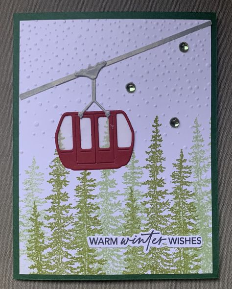 Ski Card, Ski Gondola, Winter Wishes, Die Cut Cards, Christmas Cards Handmade, Homemade Cards, Handmade Cards, Paper Craft, Scrapbook Pages