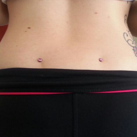 Back dimple dermals!  Love them! So happy I got them! Back Percinings Dimples, Dimple Dermals, Back Dimple Piercing, Dimple Piercings, Lower Back Dimples, Back Dimple, Back Dimple Piercings, Dermal Piercings, Piercing Art