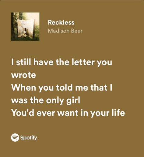 Madison Beer, madison beer lyrics, madison beer lyric poster, madison beer reckless lyrics, #madisonbeer #madisonbeeredits #madisonbeermusic #madisonbeerwallpaper #madisonbeerposter #madisonbeerreckless #madisonbeerlyrics Reckless Madison Beer Lyrics, Reckless Madison Beer, Reckless Lyrics, Madison Beer Reckless, Madison Beer Lyrics, Maddie Core, Madison Bear, Grid Board, Singer Dr