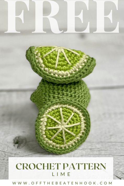 Lime Crochet, Realistic Crochet, Crochet Pattern Written, Mini Amigurumi, Crochet Fruit, Crochet Collection, Crochet Food, Organic Cotton Yarn, Yarn Tail