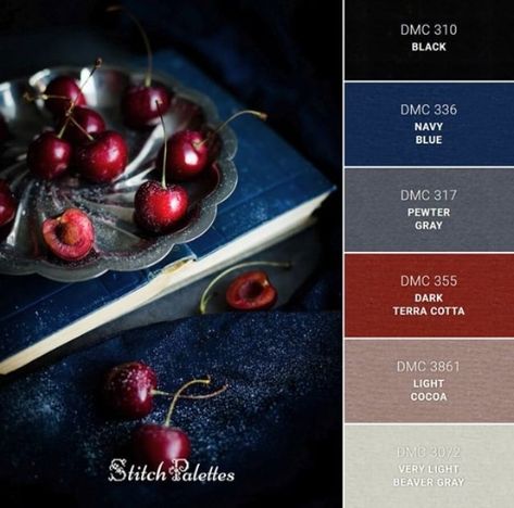 Red Accent Color Scheme, Matching Ideas, Color Palette Inspiration, Dark Color Palette, Red Colour Palette, Color Schemes Colour Palettes, Dmc Embroidery, Color Vibe, Blue Colour Palette