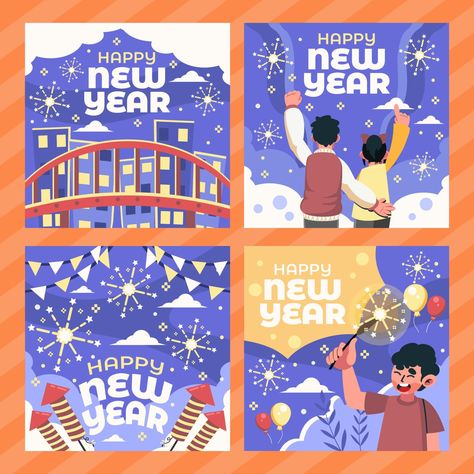 New Year Layout Design, Celebration Design Poster, Happy New Year Design Poster, New Year Pubmat, New Year Card Design Ideas, New Years Poster Design, New Years Graphic Design, New Year Poster Design Ideas, New Year Template Design