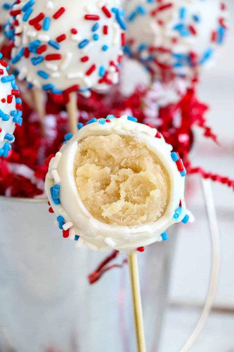 4th of July Cake Pops 4th Of July Desserts Cake Pops, 4th Of July Cake Balls, 4th Of July Cake Pops Easy, Patriotic Cake Balls, Fourth Of July Cake Pops, 4th Of July Cake Pops, Patriotic Cake Pops, Blue Cake Pops, No Bake Cake Pops