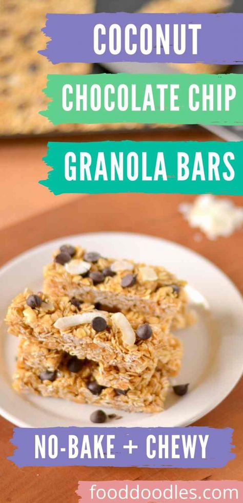 Coconut Chocolate Chip Granola Bars, Homade Granola Bars, Gluten Free Granola Bar Recipe, Dairy Free Granola Bars, Coconut Granola Bars, Gluten Free Granola Bars, Easy Granola Bars, Granola Bar Recipe, Chocolate Chip Granola