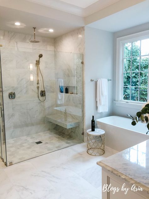 Light Flooring Bathroom, Square Marble Tile Bathroom, Faux Marble Master Bath, Porcelain Tile Marble Look Bathroom, Porcelain Tile Floor Bathroom Master Bath, Carrara Porcelain Tile Bathroom, Marble Floor Bathroom Ideas, White Marble Floor Bathroom, Marble Look Tile Bathroom