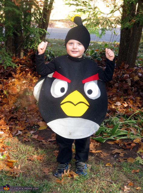 Carol: My 3 year old grandson is obsessed with Angry Birds and his favorite one is the black bomb. So, of course, when I asked him what costume he wanted me... Realistic Bird Tattoo, Angry Birds Costumes, Bird Design Tattoo, Fall Festival Activities, Kindergarten Party, Vintage Bird Cage, Costume Works, Halloween Words, Angry Bird