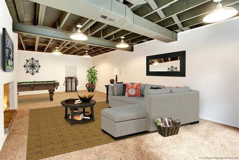 Basement On A Budget, Cheap Basement Remodel, Small Basement Remodel, Bloxburg Basement, Dream Basement, Basement Lighting, Basement Remodel Diy, Basement Inspiration, Basement Living Rooms