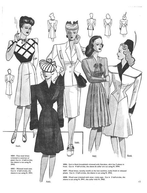 1944 Fashion, 1946 Fashion, Straight Skirt Pattern, Soutache Pattern, Blithe Spirit, Paris Patterns, Paris Mens Fashion, Fashion 1940s, Fall Designs