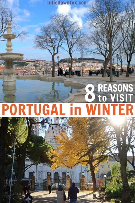 Portugal is all about sunny weather and sandy beaches, right? Right...and wrong! Of course, that's ONE (superb!) type of Portuguese holiday, but there are some excellent reasons why the best time to visit Portugal is actually winter. You heard it - winter! A quieter, more relaxed Portugal for a start, but read on to find out why else you should add Portugal in winter to your Europe travel bucket list. #Europewintertravel #Portugalinwinter #besttimetovisitPortugal #wintertraveldestinations Portugal In Winter, Portugal Winter, Europe Winter Travel, Lisbon Travel Guide, Hotels Portugal, Day Trips From Lisbon, Winter Travel Destinations, Portugal Travel Guide, Lisbon Travel