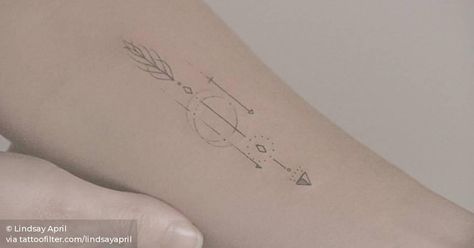 Arrow Fine Line Tattoo, Line Arrow Tattoo, Fine Line Arrow Tattoo, Archery Tattoo, Inner Forearm, Fine Line Tattoo, Arrow Tattoo, Line Tattoo, American Culture