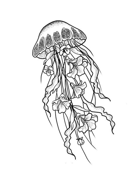 Coloring Pages Jellyfish, Hair Ideas Drawing, Jellyfish Coloring, Drawing Jellyfish, Art Analysis, Seahorse Tattoo, Tattoo Practice, Jellyfish Tattoo, Art University