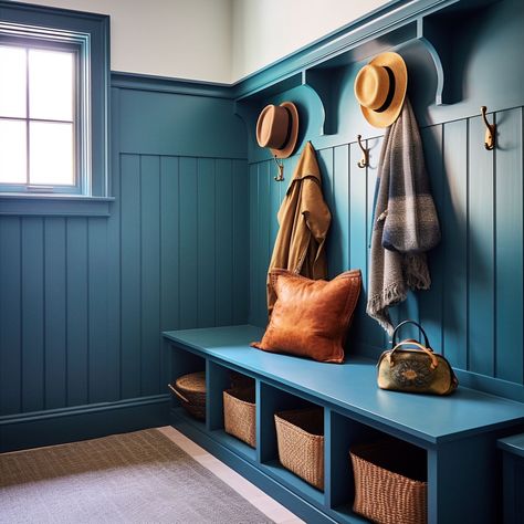 The 8 Best Paint Colors for Mudrooms - Rhythm of the Home Drop Zone Color Ideas, Mudroom Paint Color Ideas, Entryway Color Ideas Paint, Mudroom Paint Colors, Entryway Color Ideas, Transitional Mudroom, Mudroom Paint Color, Entryway Colors, Entryway Paint Colors